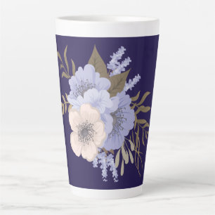 Caneca De Café Latte Arte Floral Rosa Vintage Flores Botânicas Retrô