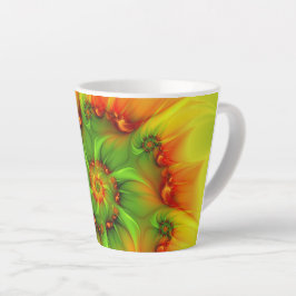 Caneca De Café Latte Arte Fractal Abstrato Colorida Psicodélica