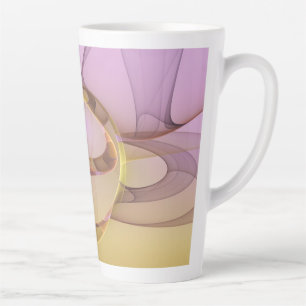 Caneca De Café Latte Arte Fractal Dourada Rosa Moderna Abstrata