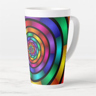 Caneca De Café Latte Arte Fractal Moderna Redonda e Psicodélica Colori