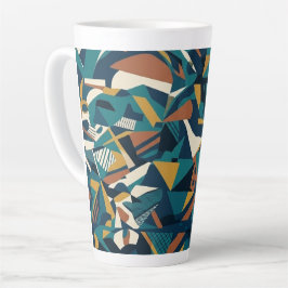 Caneca De Café Latte Arte Geométrica Abstrata Moderna - Laranja Teal Re