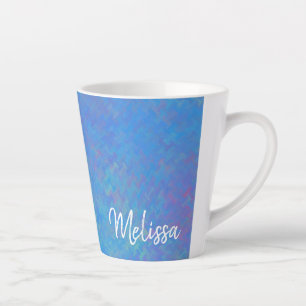 Caneca De Café Latte Arte Marmorizada Azul Personalizada