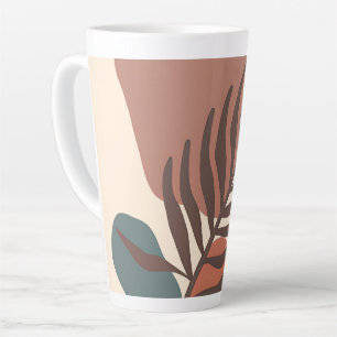 Caneca De Café Latte Arte minimalista de folha de palmeira abstrata