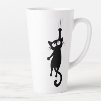 Caneca De Café Latte Arte Minimalista de Gato Preto para Impressão, Mod