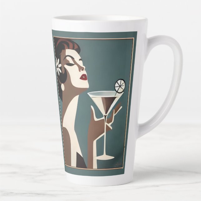 Caneca De Café Latte Arte Moderna de Meados do Século A Martini DIva (Direita)