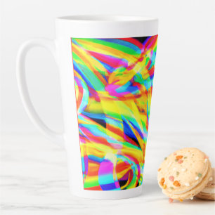 Caneca De Café Latte Arte Neon Padrão Brilhante E Colorida