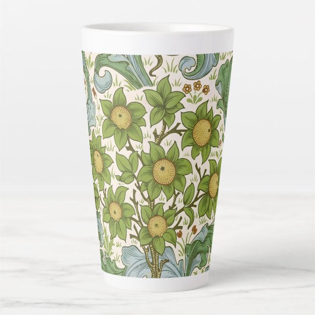 Caneca De Café Latte Arte Nova do Padrão do Pomar de William Morris (Frente)