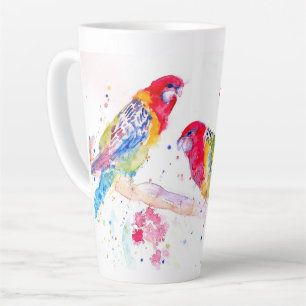 Caneca De Café Latte Arte papagaio Mola Aquarela Pintura Vermelha Cor A