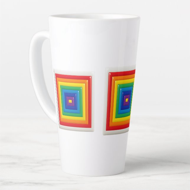 Caneca De Café Latte Arte Pop Geométrica Brilhante (Ângulo esquerdo)