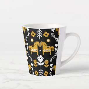 Caneca De Café Latte Arte popular sobre cavalos escandinavos
