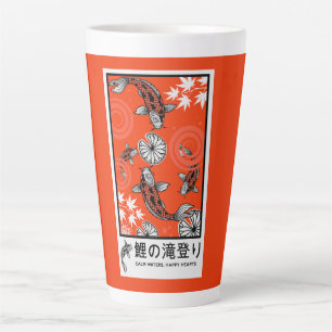 Caneca De Café Latte Arte Tranquila de Carpas Japonesas