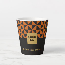 Caneca De Café Latte Artesanato preto e laranja Duo Logotipo comercial