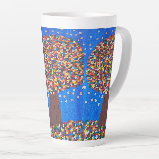 Caneca De Café Latte Árvore colorida abstrato (Ângulo direito)