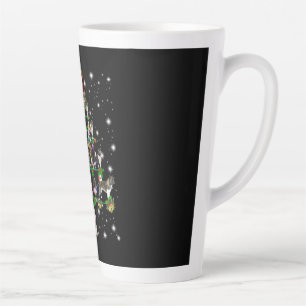 Caneca De Café Latte Árvore De Natal Akita Coberta Por Flashli
