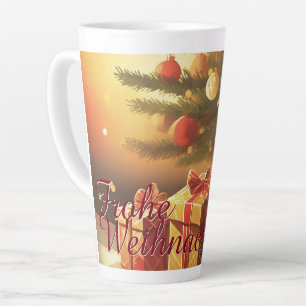 Caneca De Café Latte Árvore de Natal com presentes dourados