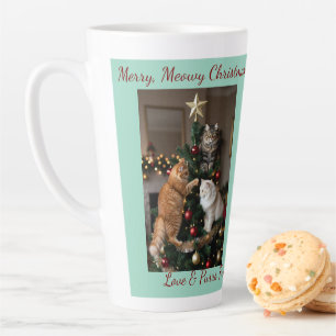 Caneca De Café Latte Árvore de Natal dos Gatos, Nomes Imagem Texto, Per