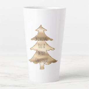 Caneca De Café Latte Árvore de Natal Dourada