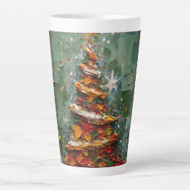Caneca De Café Latte Árvore de Natal Festiva com gif de Design de Inver