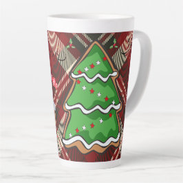Caneca De Café Latte Árvore de Natal Festiva com gif de Design de Inver