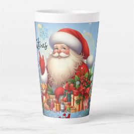 Caneca De Café Latte Árvore de Natal Festiva com gif de Design de Inver