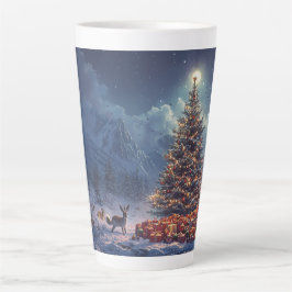 Caneca De Café Latte Árvore de Natal Festiva com gif de Design de Inver