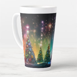 Caneca De Café Latte Árvore de Natal Festiva com gif de Design de Inver