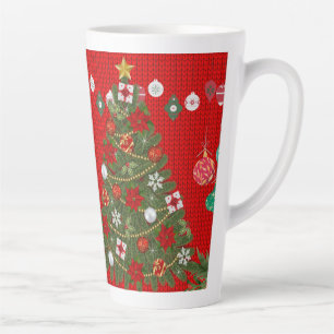 Caneca De Café Latte Árvore de Natal Festiva com gif de Design de Inver