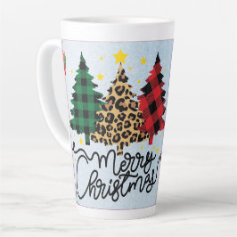 Caneca De Café Latte Árvore de Natal Festiva com gif de Design de Inver