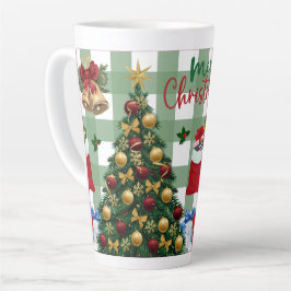Caneca De Café Latte Árvore de Natal Festiva com gif de Design de Inver