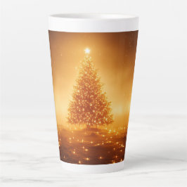 Caneca De Café Latte Árvore de Natal Festiva com gif de Design de Inver
