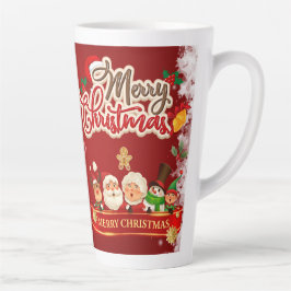 Caneca De Café Latte Árvore de Natal Festiva com gif de Design de Inver