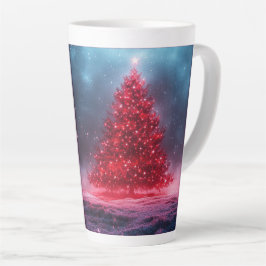 Caneca De Café Latte Árvore de Natal Festiva com gif de Design de Inver