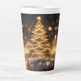 Caneca De Café Latte Árvore de Natal Festiva com gif de Design de Inver