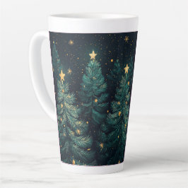 Caneca De Café Latte Árvore de Natal Festiva com gif de Design de Inver