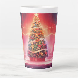 Caneca De Café Latte Árvore de Natal Festiva com gif de Design de Inver