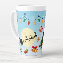 Caneca De Café Latte Árvore de Natal Festiva com gif de Design de Inver