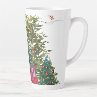Caneca De Café Latte Árvore de Natal festiva com presentes