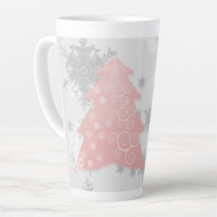Caneca De Café Latte Árvore de Natal Festiva Rosa Latino