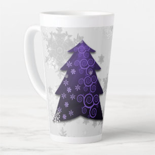 Caneca De Café Latte Árvore de Natal Festiva Roxa Lata