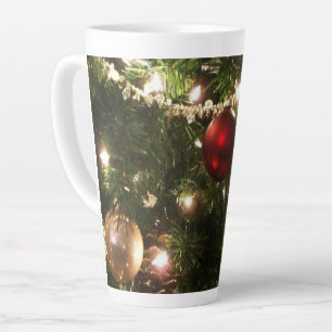 Caneca De Café Latte Árvore de Natal I Feriado Verde Bonito e Vermelho