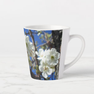 Caneca De Café Latte Árvore de pera de Primavera de Flor em Clusters Br