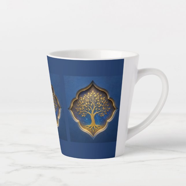 Caneca De Café Latte Árvore Dourada em Presente de Moldura Celestial (Direita)