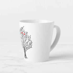 Caneca De Café Latte Árvore e Corações