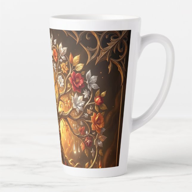 Caneca De Café Latte Árvore Enluarada de Eternidade Embrenhada (Direita)