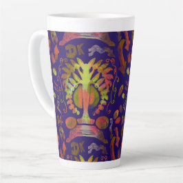 Caneca De Café Latte "Árvore Mística da Vida - Padrão de Arte Folclóric