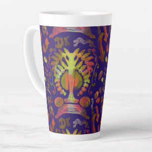 Caneca De Café Latte "Árvore Mística da Vida - Padrão de Arte Folclóric