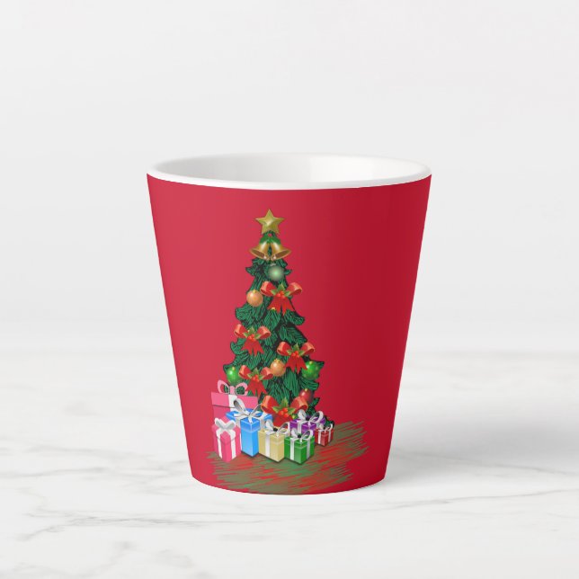 Caneca De Café Latte Árvore Natal 2021 - Lata Vermelha (Frente)