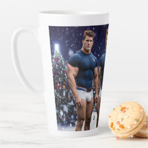 Caneca De Café Latte Árvores de Natal brilhantes do SlipperyJoe dois mu