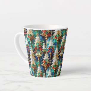 Caneca De Café Latte Árvores de Natal de Vidro Coloridas
