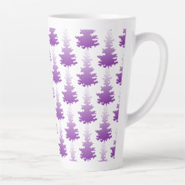 Caneca De Café Latte Árvores de Natal Evergreen, Violetas Vermelhas